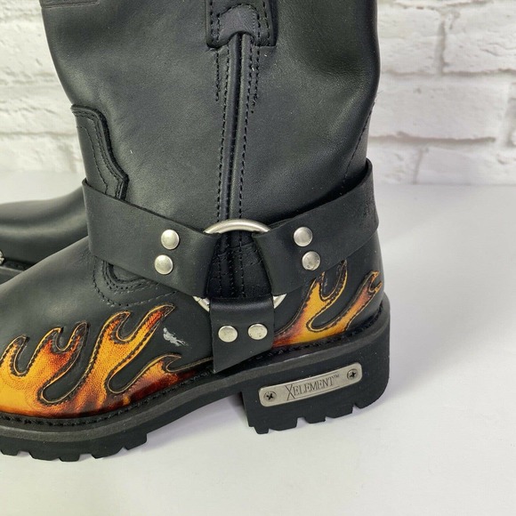 Xelement 2490 Black Harness Motorcycle Boots Flame - Picture 7 of 9